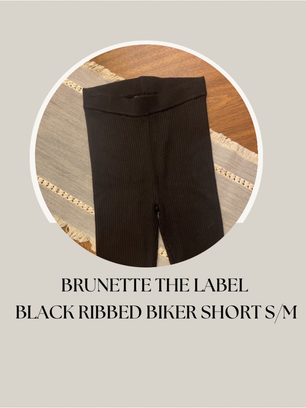 BRUNETTE THE LABEL BLACK RIBBED BIKER SHORT S/M